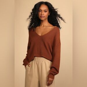 Lulus feel it still brown knit sweater size xs